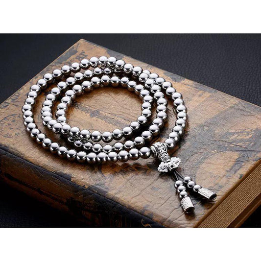 Full Stainless Steel Buddism Mala Self Defense Necklace EDC Defense Tool - Cakra EDC Gadgets