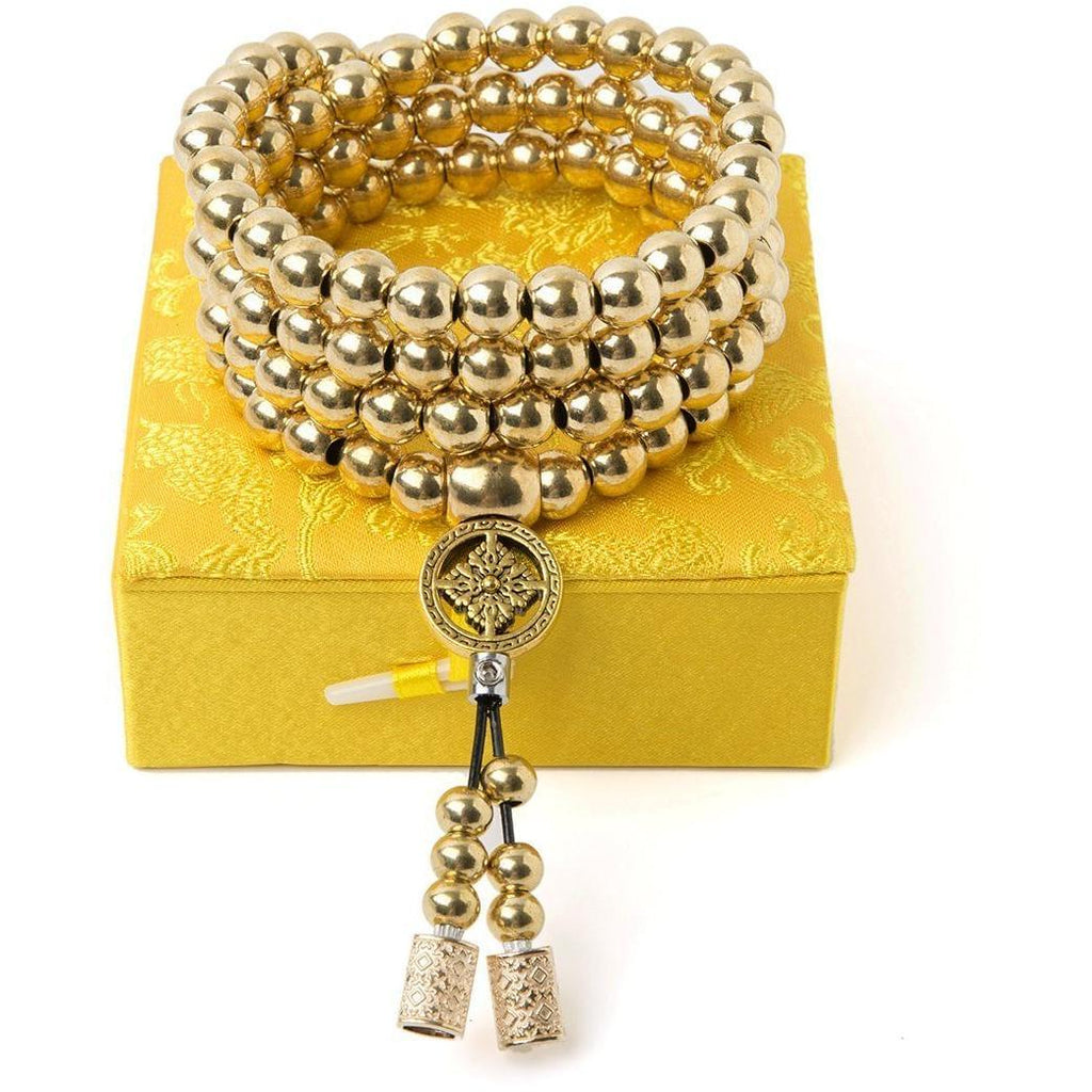 Full Brass Buddha Beads Self Defense Beads Mala Necklace Cakra EDC