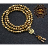 Full Brass Buddha Beads Self Defense Beads Mala Necklace