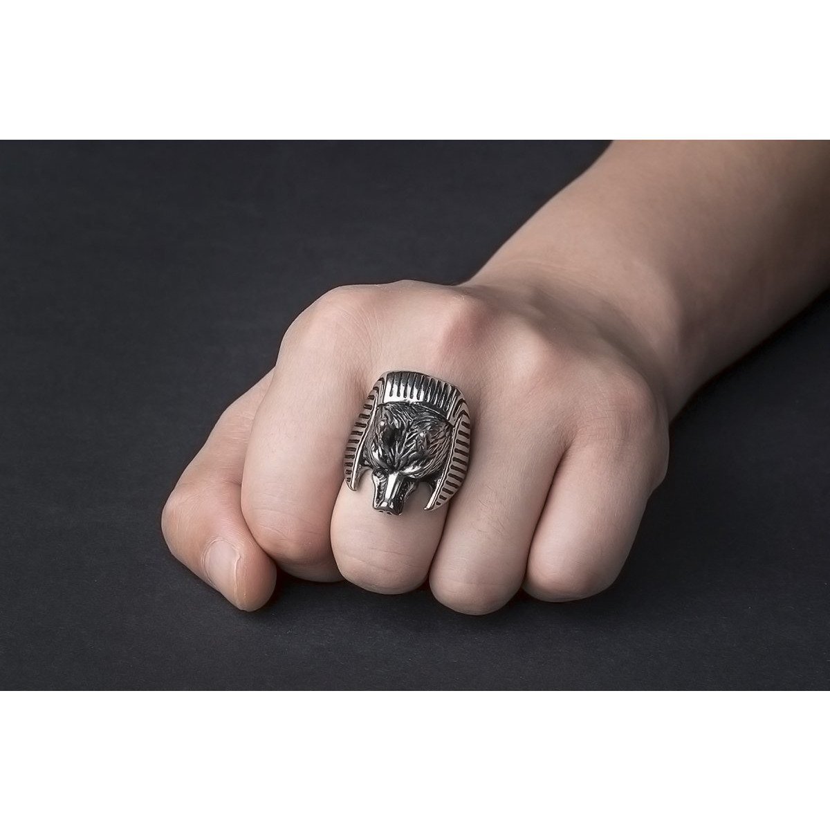 Wolf Head Full Stainless Steel Women's Self Defense Ring - Cakra EDC Gadgets
